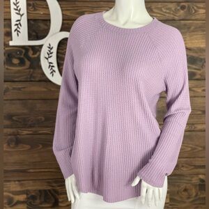 AEO | Lilac Waffleknit Knitted Sweater Lavender‎ Long Sleeve Lightweight Sweater